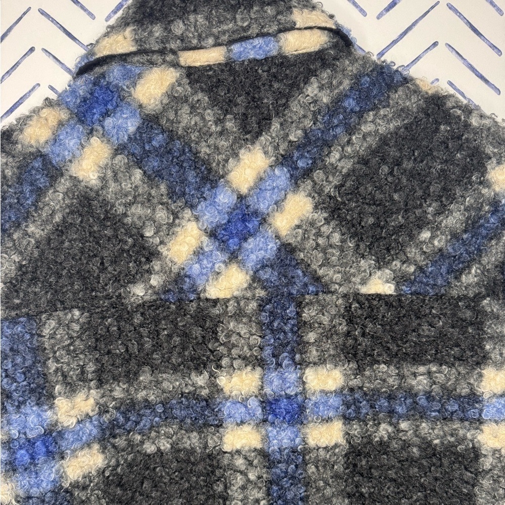 NWOT Anthropologie RD Style Eva Blue Black Plaid Boucle Shirt Jacket Size Small - Picture 3 of 14
